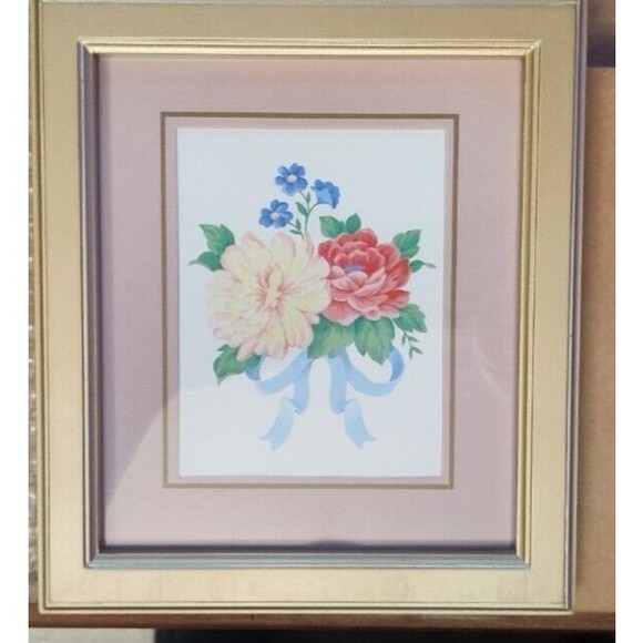 Avon Ribbons and Romance 8" Framed Print- Spring Peony- New in Box - Picture 1 of 16